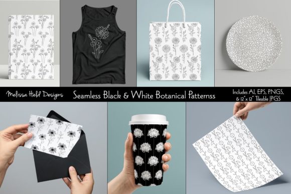 Black White Botanical Patterns: A Versatile Design Resource