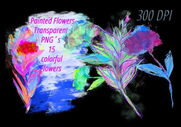 Flowers Neon Colors Paint Modern Style