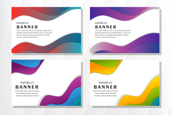 Paper Cut Horizontal Background and Media Type Vectors for Modern Design