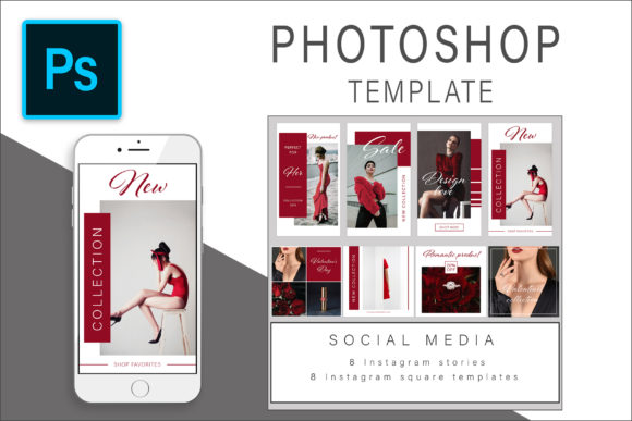 Valentines Photoshop Templates Bundle for Stunning Instagram Posts